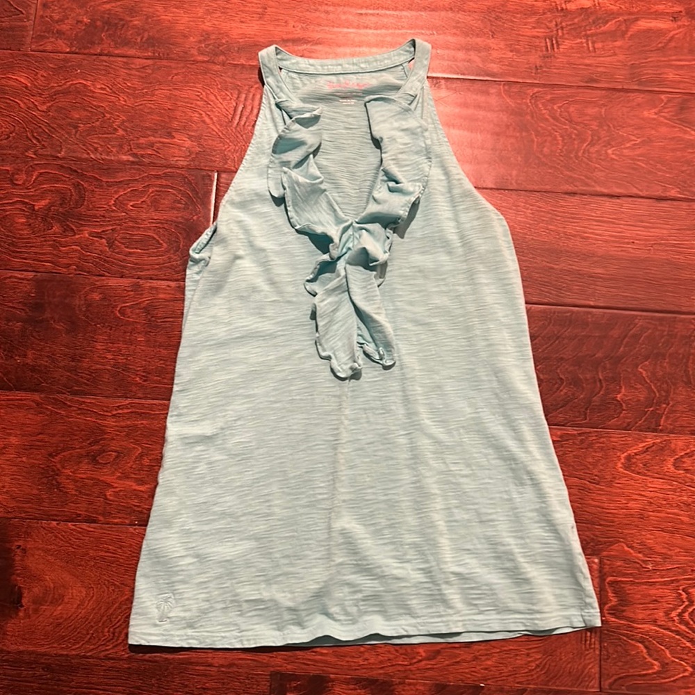 Lilly Pulitzer Blue Ruffle Shay Tank Top